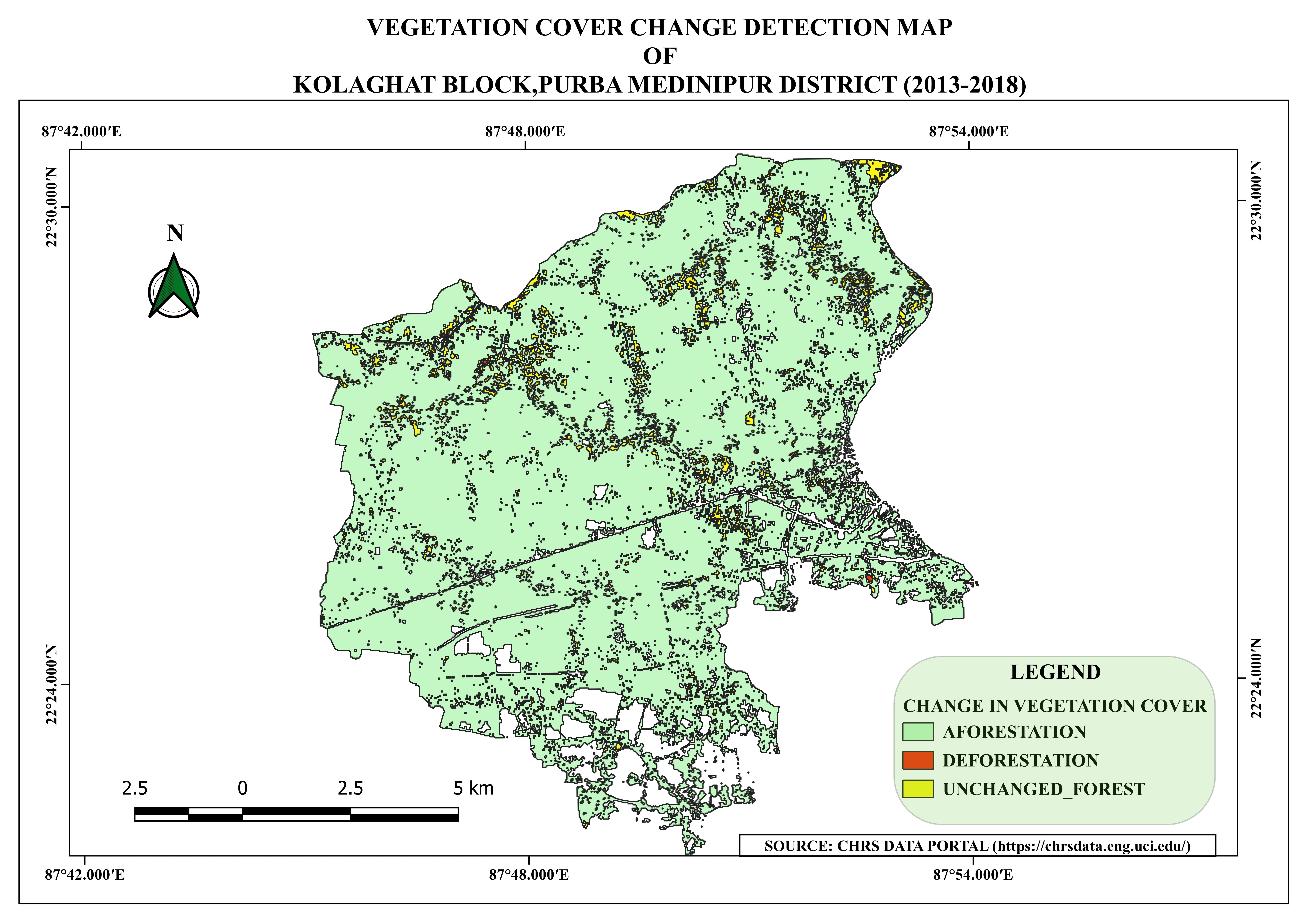 Vegetation Cover Change Detection of Purba Medinipur, India (2013)